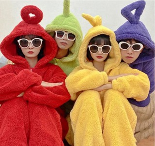 Teletubbies ชุดนอนจั๊มสูท คอสเพลย์สัตว์ คริสต์มาส สําหรับผู้ใหญ่ คู่รัก