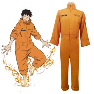 ชุดจั๊มสูทคอสเพลย์ Fire Kusakabe Force Shinra Oubi Akitaru สีส้ม