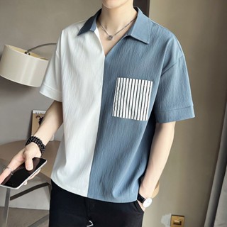 เสื้อยืดโปโลแขนสั้น ลาย Kwai celebrity splicing แฟชั่นฤดูร้อน สําหรับผู้ชาย