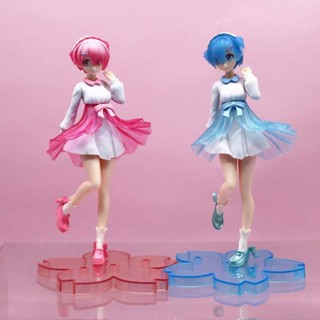 โมเดลฟิกเกอร์ Pvc Rem And Ram Stationary Figures ขนาด 21.5 ซม. สีฟ้า และสีชมพู สําหรับเก็บสะสม