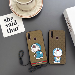 เคสโทรศัพท์มือถือ กันตก ลายการ์ตูนโดราเอมอนน่ารัก พร้อมสายคล้อง สําหรับ VIVO Y12 Y15 Y17