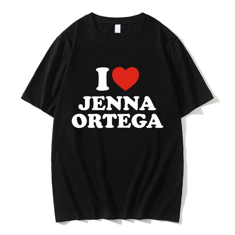 I Love Jenna Ortega Tshirt Summer Men's Hip Hop Crewneck Short Sleeve Tees Men Women Fashion Casual 
