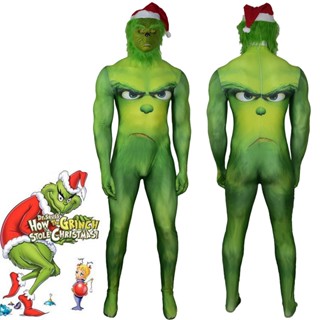 ชุดจั๊มสูท คอสเพลย์ The Grinch Monster Xmas สีเขียว