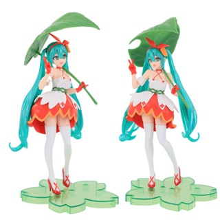 ตุ๊กตา Hatsune Miku In Cute Dress And Leaf Hand Pose สําหรับตกแต่งโต๊ะ