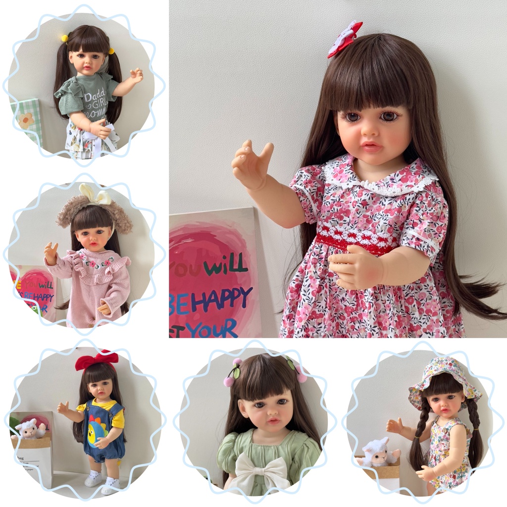 Npk ตุ๊กตาเด็กแรกเกิด ซิลิโคน สีเขียว 55 ซม. สไตล์เบ็ตตี้ ผมสังเคราะห์ และน่ารัก ใช้ซ้ําได้