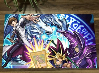 Yu-gi-oh! Playmat Dark Magician &amp; Yugi Muto Seto Kaiba TCG CCG แผ่นรองเกมการ์ด