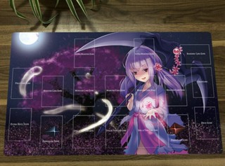 Yu-gi-oh! Playmat Ghost Reaper Winter Cherries TCG CCG Yugioh แผ่นรองเมาส์ พร้อมกระเป๋า สําหรับเล่นเกม