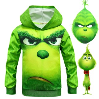 เสื้อแจ็กเก็ตกันหนาว มีฮู้ด แต่งซิป ลาย The Grinch How Stole Christmas สําหรับเด็กผู้ชาย