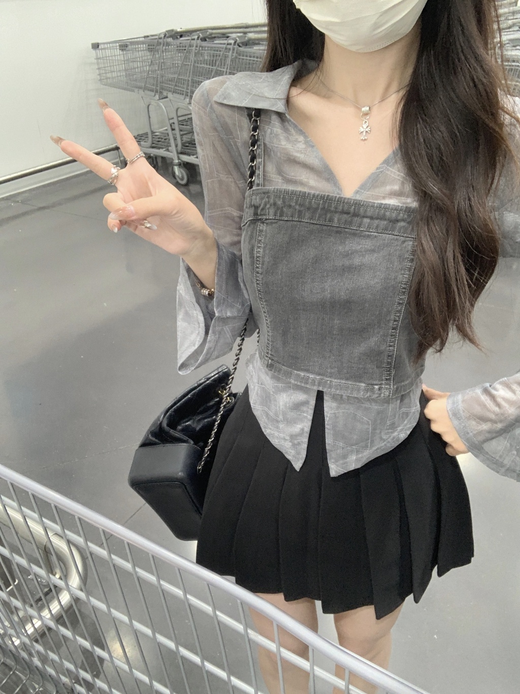 65922 เสื้อเชิ้ตยีนแขนยาว ผ้าชีฟอง กันแดด สีมัดย้อม แฟชั่นฤดูร้อน
