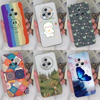 เคสโทรศัพท์มือถือ ซิลิโคนนิ่ม TPU ใส กันกระแทก ลายการ์ตูนผีเสื้อ สีรุ้ง สําหรับ Huawei Honor Magic5 Honor Magic5 Pro