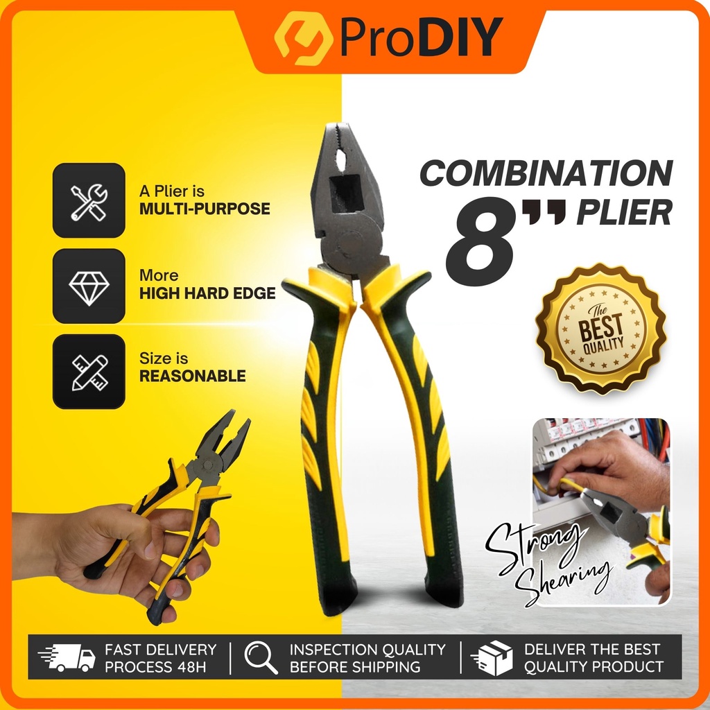 8 นิ้วผสม Plier Heavy Duty คีม Soft Grip Plier เหล็กอเนกประสงค์ตัด Plier Grip Plier Playar Pemotong