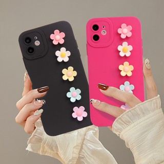 เคสโทรศัพท์มือถือ ซิลิโคนนิ่ม ผิวด้าน ลายดอกไม้น่ารัก 3D สําหรับ iPhone 11 12 13 14 Pro MAX Plus Mini X XR XS MAX 6 S 7 8 Plus SE 2020 11Pro 12pro 13Pro