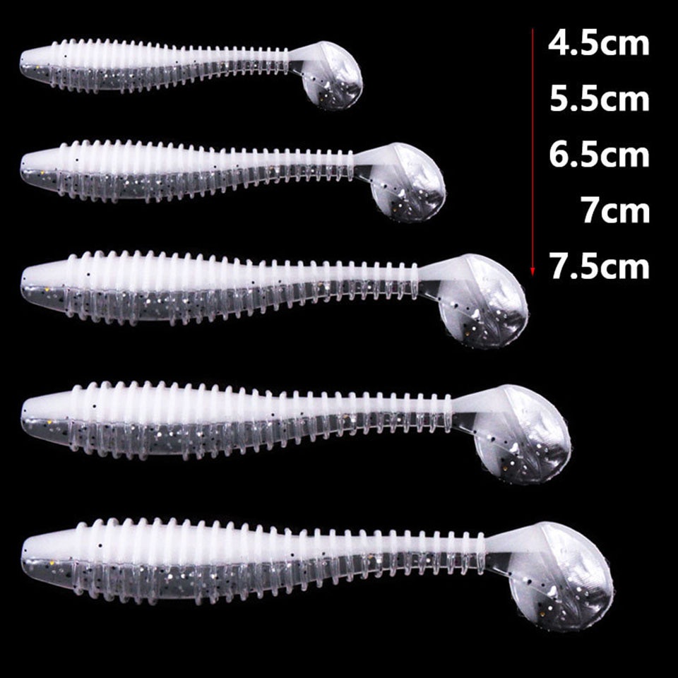 Walk FISH เหยื่อหนอนปลอม ซิลิโคนนิ่ม ขนาด 4.5 ซม. 5.5 ซม. 6.5 ซม. สําหรับตกปลา 10 ชิ้น — صورة 2