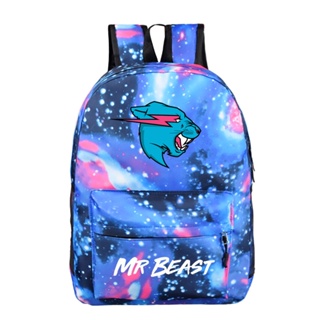 Mr Beast Lightning Cat กระเป๋าเป้สะพายหลังความจุขนาดใหญ่พิมพ์ลายกระเป๋าเป้สะพายหลังซิประบายอากาศ