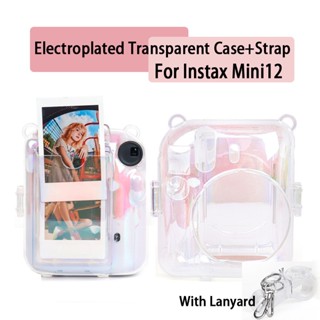 เคสกระเป๋าใส่กล้อง คริสตัล ชุบไฟฟ้า พร้อมสายคล้อง สําหรับ For Instax Mini 12 Mini12