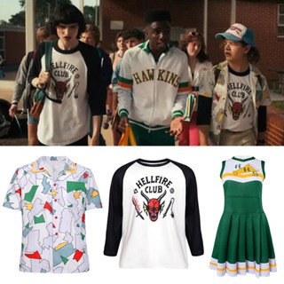 เสื้อยืดแขนสั้นลําลอง คอสเพลย์ ลายสก๊อต Stranger Things Season 4 Dustin สําหรับผู้ชาย