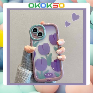 ใหม่ เคสโทรศัพท์มือถือแบบนิ่ม กันกระแทก ลายการ์ตูนดอกทิวลิป สีม่วง สําหรับ OPPO Reno9 Reno8 Reno7pro reno6 5