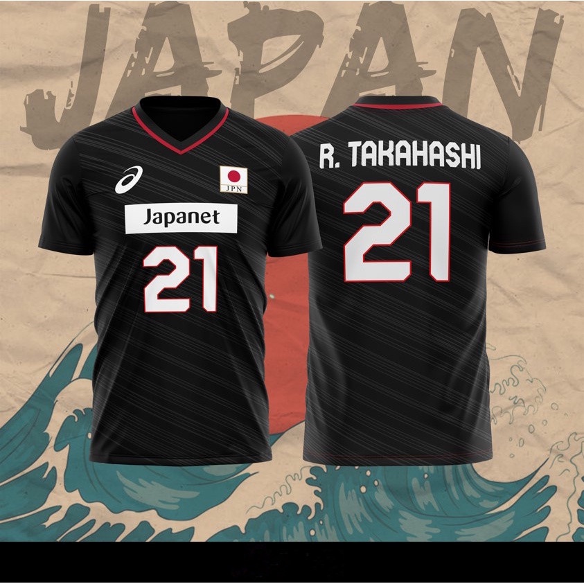 เสื้อกีฬาแขนสั้น ลายทีมวอลเลย์บอล Ran Takahashi No.21 4 สี สไตล์ญี่ปุ่น สําหรับผู้หญิง และผู้ชาย 202