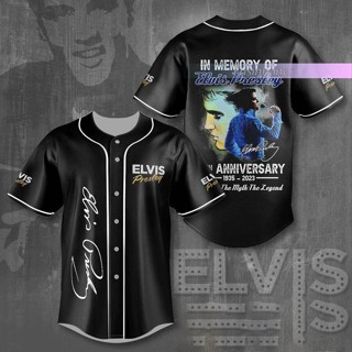 เสื้อกีฬาเบสบอล ลายทีม Elvis Presley Elvis King Jersey ชุดเยือน สําหรับผู้ชาย