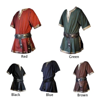 เสื้อคอสเพลย์ เสื้อทูนิค Renaissance Medieval Viking Norseman Saxon สําหรับผู้ชาย