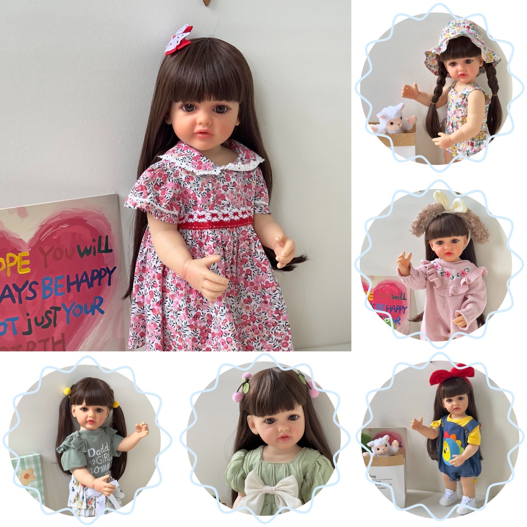 Npk ตุ๊กตาเด็กแรกเกิด ซิลิโคน สีเขียว 55 ซม. สไตล์เบ็ตตี้ ผมสังเคราะห์ และน่ารัก ใช้ซ้ําได้