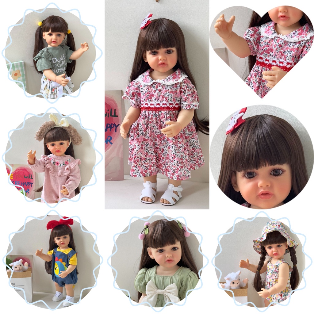 Npk ตุ๊กตาเด็กแรกเกิด ซิลิโคน สีเขียว 55 ซม. สไตล์เบ็ตตี้ ผมสังเคราะห์ และน่ารัก ใช้ซ้ําได้