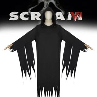 เสื้อคลุมคอสเพลย์ Scream VI Grimace Killer สีดํา สําหรับผู้ใหญ่ เหมาะกับงานปาร์ตี้ฮาโลวีน