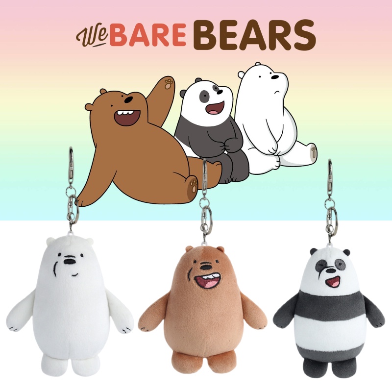 พวงกุญแจตุ๊กตา We Bare Bears Grizzly, Ice Bear, And Panda Options!
