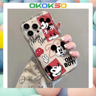 [OKOKSO] เคสโทรศัพท์มือถือนิ่ม กันกระแทก ลายการ์ตูนมิกกี้เมาส์ Bye ขอบโค้ง สําหรับ OPPO Reno9 Reno8 Reno7pro reno6 7z 8T 5 R17 A9 2020 4Z 5G F11 A31 A3S A78 A77