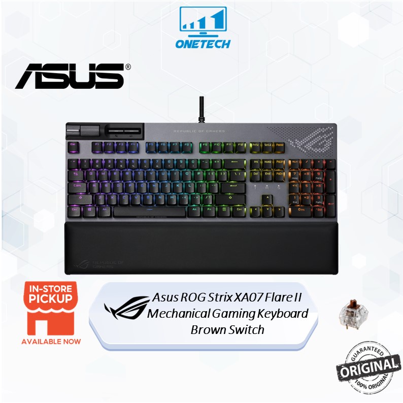 Asus ROG Strix XA07 Flare II Animate Mechanical Keyboard - สวิตช์สีน้ําตาล(800Hz/0.125ms/ROG NX Brow