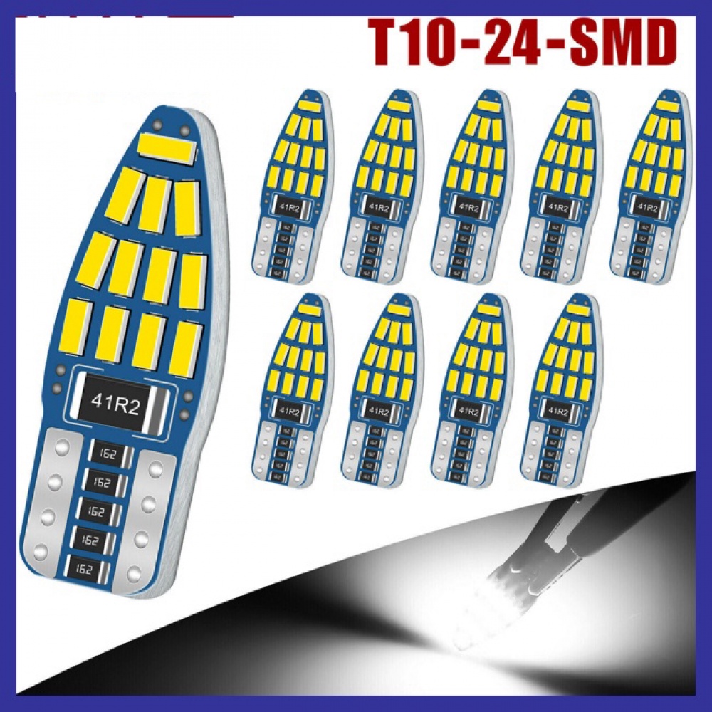 หลอดไฟ Led ติดป้ายทะเบียนรถยนต์ T10 194 168 W5w 2825 24smd 6000k 300 Lm สีขาว Dc 12v 1 ชิ้น
