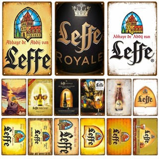 Leffe ป้ายโลหะดีบุก ป้ายสังกะสี วิสกี้ เบลเยียม เบียร์ โล่โลหะ ตกแต่งผนัง วินเทจ โปสเตอร์ ผู้ชาย ถ้ํา โทรม