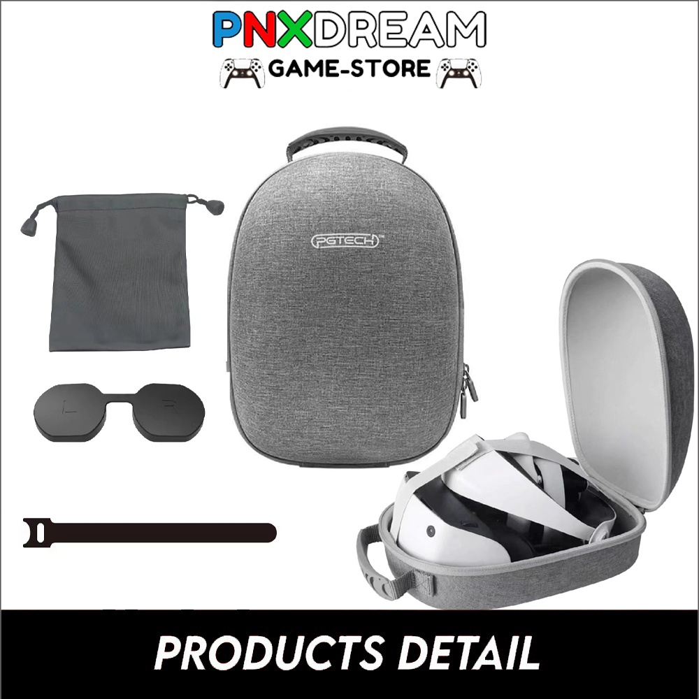 PGTECH สําหรับ PSVR2 ที่มีประโยชน์มือถือซิปกระเป๋าเก็บแว่นตาฝาครอบป้องกัน + ถุงเก็บ + เข็มขัดมายากลป