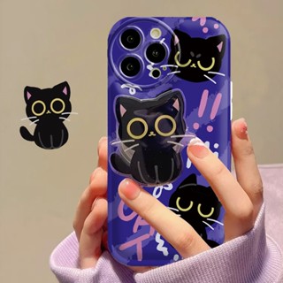 เคสโทรศัพท์มือถือ TPU ลายกราฟฟิตี้แมวดํา สําหรับ Samsung A24 A14 A04 A04S A13 A03 A03S A12 A52 A52S A21S A50 A50S A30S A20 A10S A10 A11 M11 J7Prime J7Pro J6Prime J6Plus