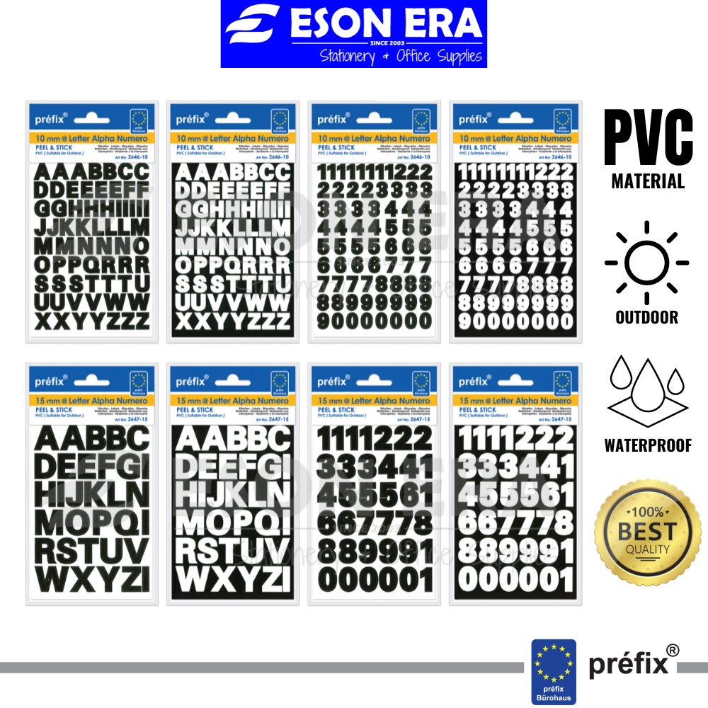 Prefix PVC สติ๊กเกอร์กันน้ํา ABC / 123 1 ชุด/แพ็ค Letter Alpha Numero