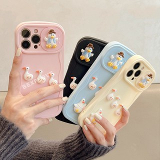 เคสซิลิโคนนิ่ม ลายการ์ตูนเป็ด 3D สําหรับ IPhone 11 12 13 14 Pro Max Plus 12pro 13Pro 14Pro 12Promax 13Promax 14Promax