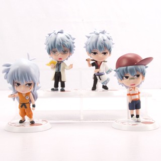 โมเดลฟิกเกอร์ Pvc อนิเมะ Sakata Gintoki Gin Tama ของขวัญ สําหรับตกแต่งโต๊ะ 4 ชิ้น ต่อชุด