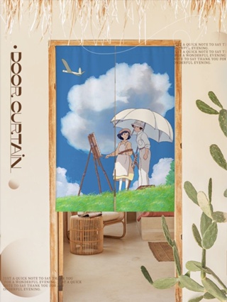 Hayao Miyazaki ฉากกั้นห้อง ผ้าม่านประตู ลายการ์ตูนอนิเมะ ไม่ต้องเจาะ สําหรับแขวนตกแต่งหอพักเด็ก