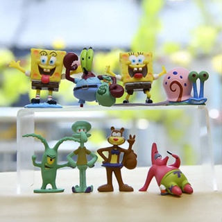 ฟิกเกอร์ Pvc รูปสพันจ์บ็อบ สแควร์แพนท์ Patrick Star Squidward สําหรับตกแต่งเค้ก 8 ชิ้น ต่อล็อต