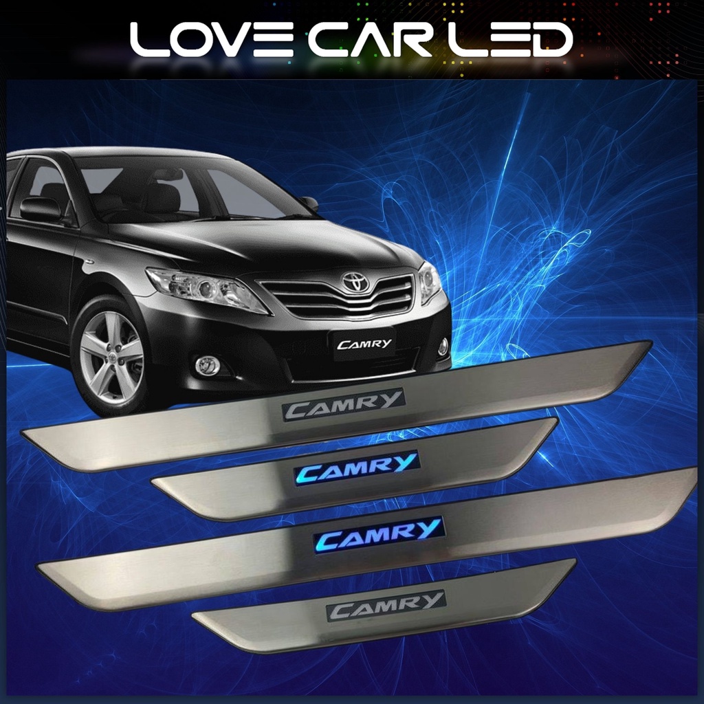 Toyota Camry 2006-2013 แผ่นเหล็กด้านข้าง/ขั้นบันไดประตูพร้อม Led สีฟ้า 4 ชิ้น