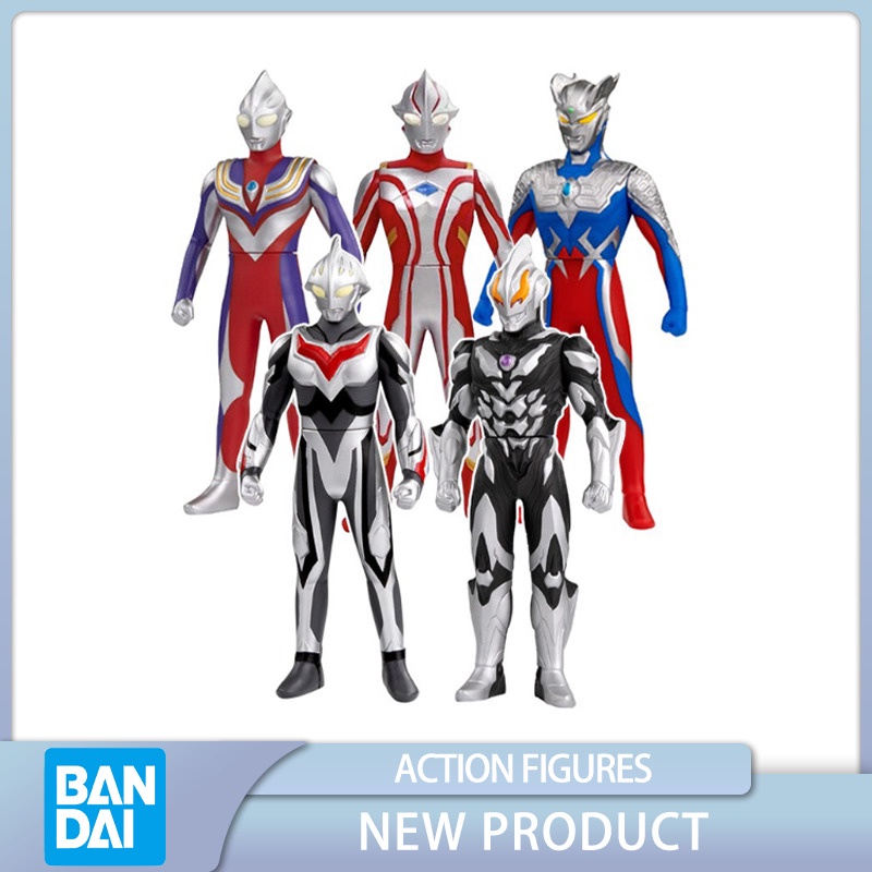 ORIGINAL BANDAI Ultraman ยางนุ่ม Series Zero Mebius Tiga Belial Agul Cosmos Gaia Action Anmie ตัวเลข
