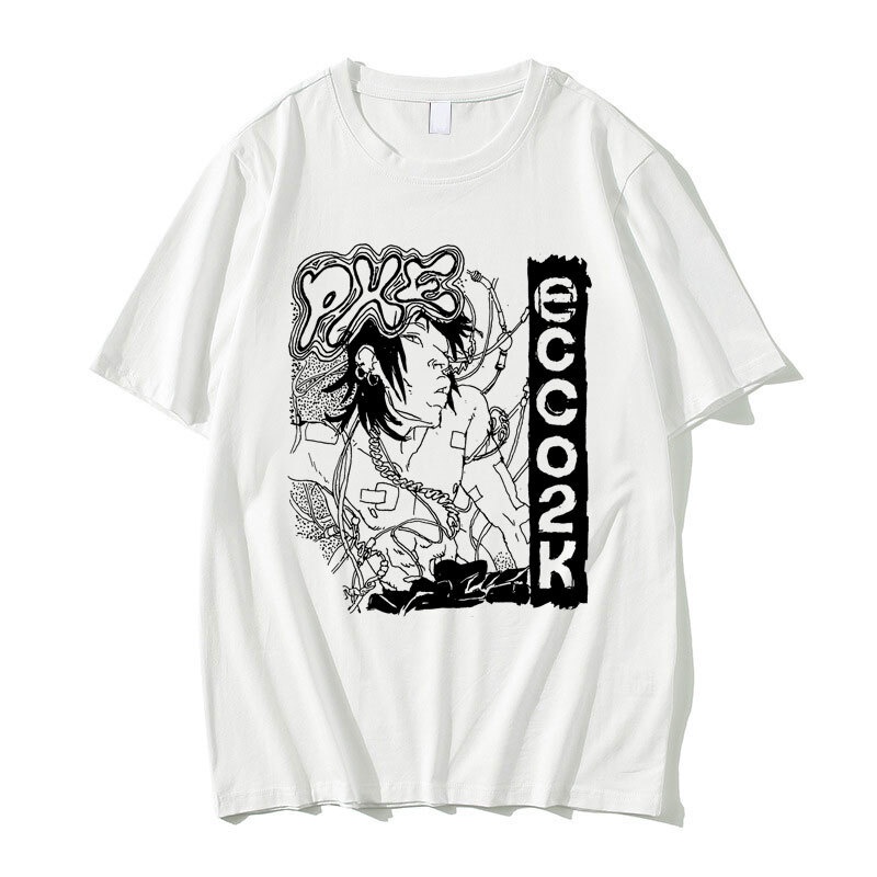 Limited Rapper Ecco2k Printed Tshirt Man T Shirt Drain Gang T-shirts Men Women Fashion Hip Hop Tees 