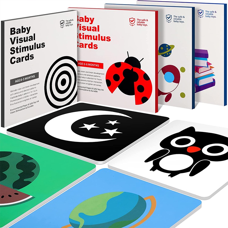 0 - 36 เดือน Montessori Baby Flash Card ภาพสองด้านเด็กทารก Visual Stimulation Education Sensory การ์ดของเล่น