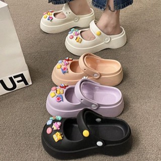 SELINE  รองเท้าแตะ รองเท้าแตะผู้หญิง crocs รองเท้าหัวโต รองเท้าผู้หญิง รองเท้าใส่ในบ้าน รองเท้าแตะผู้หญิงแฟชั่น Chic Korean Style ทันสมัย สวยงาม B91H0BI 37Z230910