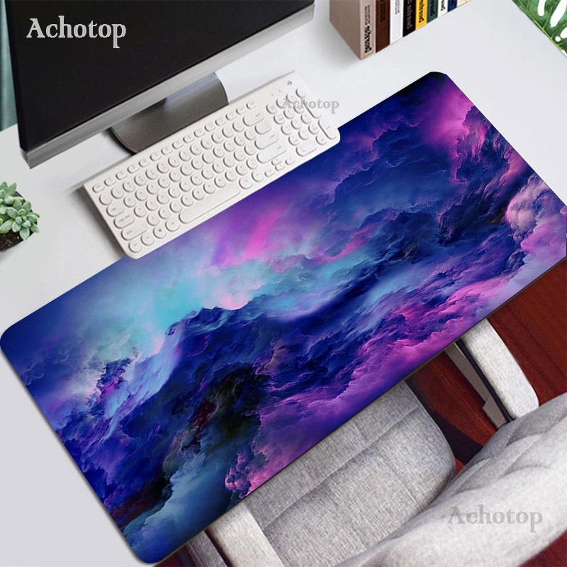 สีฟ้าสีม่วง Cloud Space Mouse Pad PC Gamer Completo Notbook แผ่นรองเมาส์อุปกรณ์เสริมสําหรับเล่นเกม Mousepad Gamer ขนาดใหญ่ Pad เมาส์โต๊ะ Mat