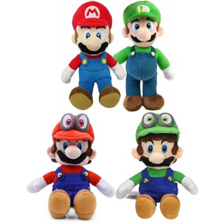 ตุ๊กตาฟิกเกอร์ Super Mario Bros Luigi แบบนิ่ม ขนาด 25 ซม. เหมาะกับของขวัญวันเกิด ของเล่นสําหรับเด็ก