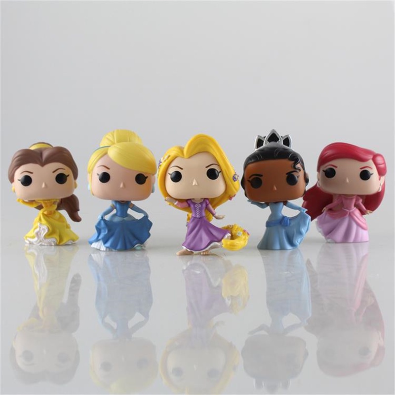 ตุ๊กตาเจ้าหญิงดิสนีย์ Pvc Belle Ariel Cinderella Tiana And Rapunzel ของเล่นสําหรับเด็ก