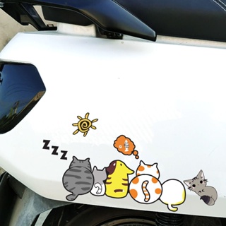 สติกเกอร์ ป้องกันรอยขีดข่วน ลายการ์ตูนแมวน่ารัก แบบสร้างสรรค์ สําหรับตกแต่งรถยนต์ รถจักรยานยนต์ไฟฟ้า