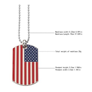 Hip สร้อยคอชุบเงิน จี้ธงอเมริกัน สัญลักษณ์ USA