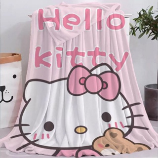 Kawaii Sanrios ผ้าห่ม ผ้าสักหลาด ลายการ์ตูน Hello Kittys น่ารัก ให้ความอบอุ่น เหมาะกับฤดูหนาว สําหรับเตียงนอน